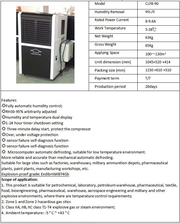 Explosion Proof Dehumidifier For Firework
